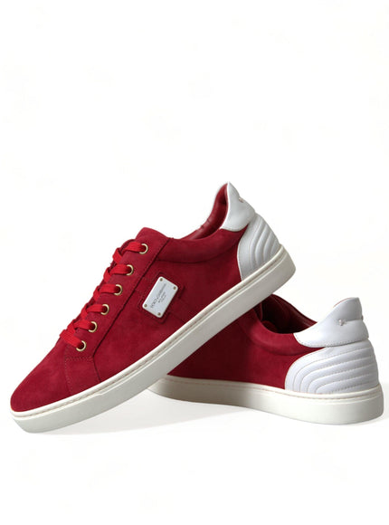 Dolce & Gabbana Red Suede Leather Low Top Sneakers Shoes - Ellie Belle