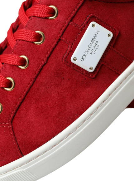 Dolce & Gabbana Red Suede Leather Low Top Sneakers Shoes - Ellie Belle