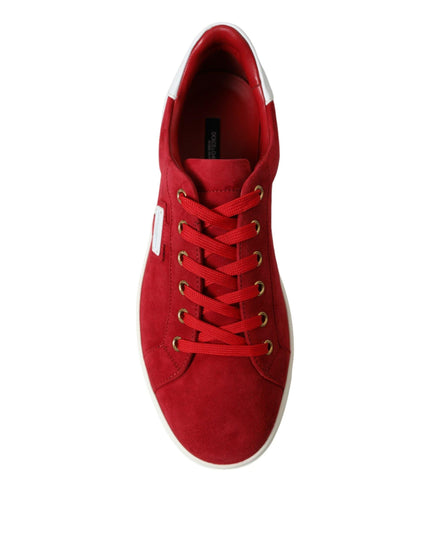 Dolce & Gabbana Red Suede Leather Low Top Sneakers Shoes - Ellie Belle