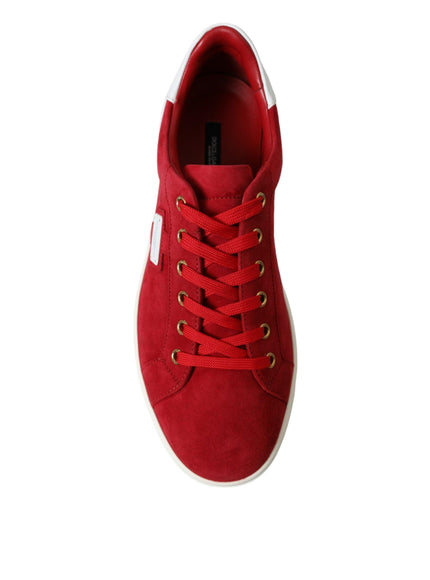 Dolce & Gabbana Red Suede Leather Low Top Sneakers Shoes - Ellie Belle