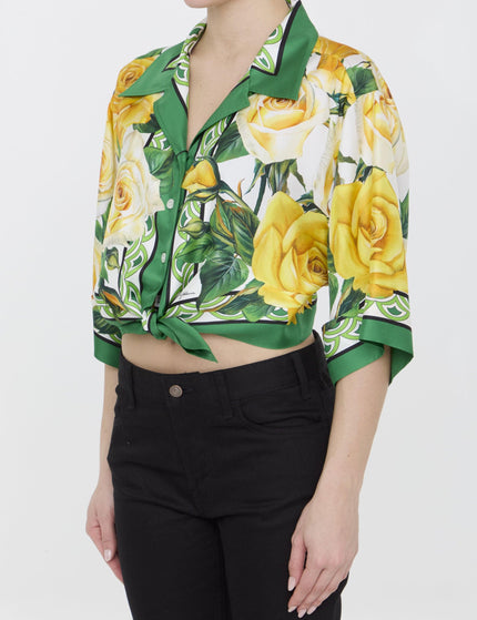 Dolce & Gabbana Rose-print Knotted Shirt - Ellie Belle
