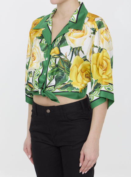 Dolce & Gabbana Rose-print Knotted Shirt - Ellie Belle