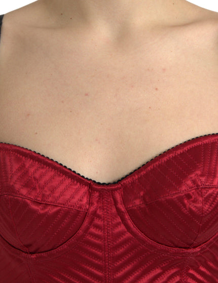 Dolce & Gabbana Satin Corset Midi Dress in Red - Ellie Belle