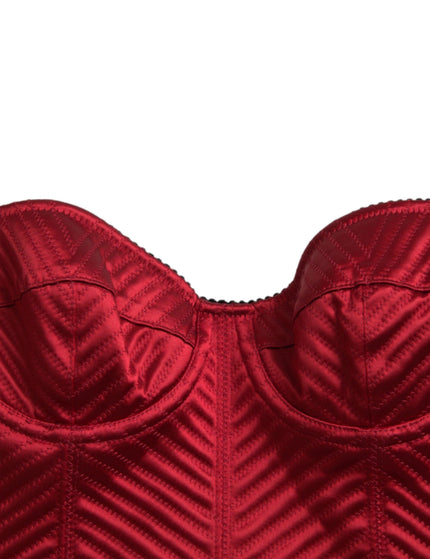 Dolce & Gabbana Satin Corset Midi Dress in Red - Ellie Belle