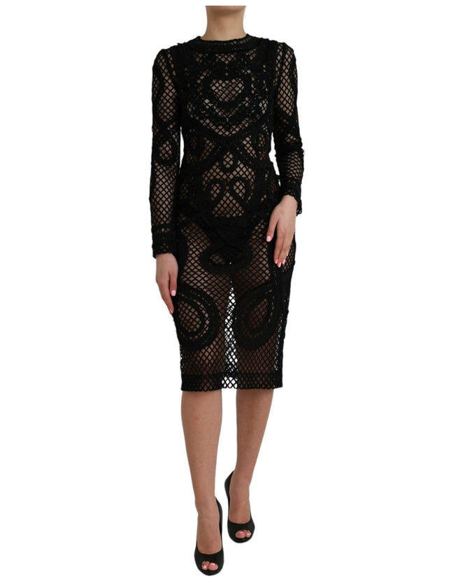 Dolce & Gabbana Sheer Sheath Midi Dress In Black - Ellie Belle