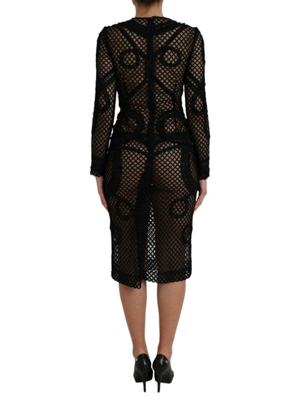 Dolce & Gabbana Sheer Sheath Midi Dress In Black - Ellie Belle