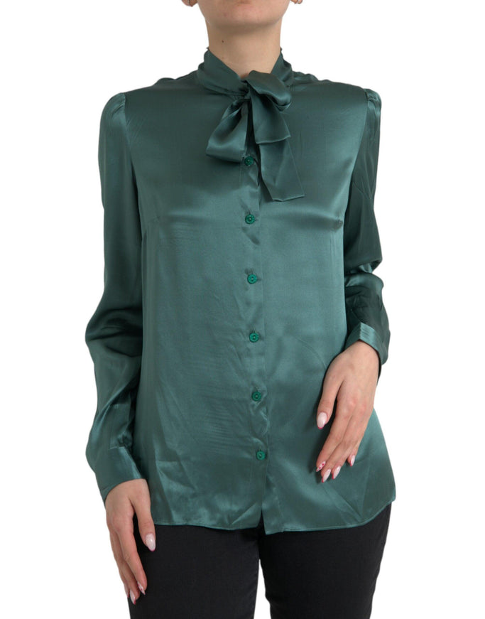 Dolce & Gabbana Silk Button Front Blouse Top - Ellie Belle