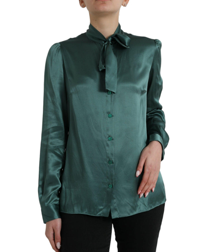 Dolce & Gabbana Silk Button Front Blouse Top - Ellie Belle