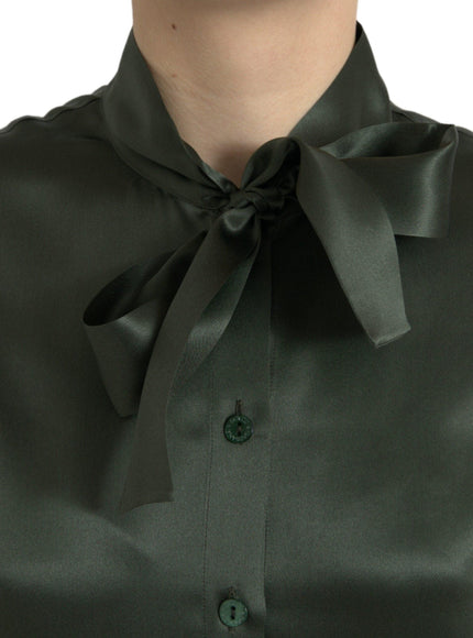 Dolce & Gabbana Silk Long Sleeves Ascot Collar Blouse - Ellie Belle