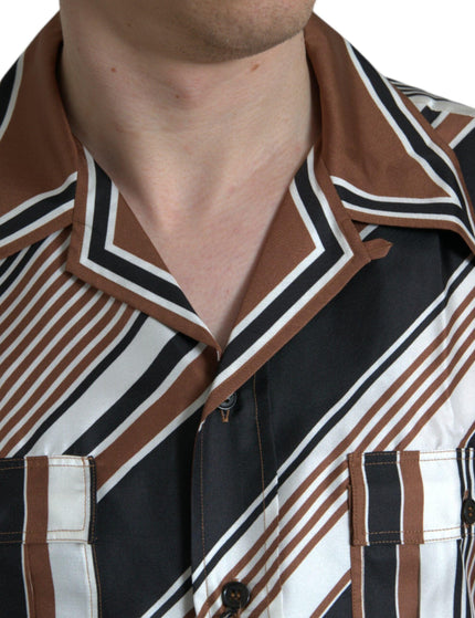 Dolce & Gabbana Silk Striped Short Sleeves Shirt - Ellie Belle