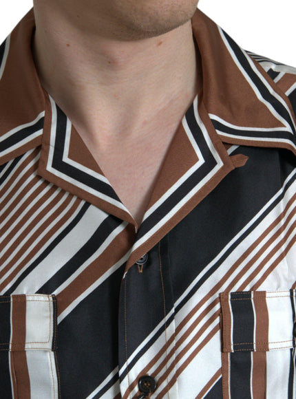 Dolce & Gabbana Silk Striped Short Sleeves Shirt - Ellie Belle