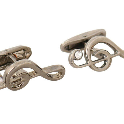 Dolce & Gabbana Silver Brass Tremble Clef Crystal Cufflinks - Ellie Belle