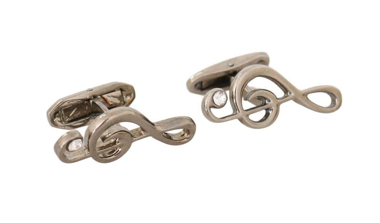 Dolce & Gabbana Silver Brass Tremble Clef Crystal Cufflinks - Ellie Belle