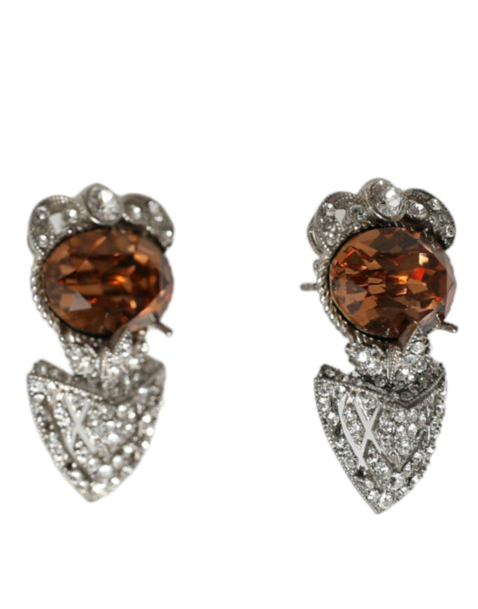 Dolce & Gabbana Silver Crystal Stone 925 Sterling Earrings - Ellie Belle