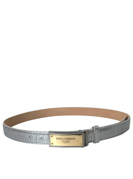 Dolce & Gabbana Silver Leather Buckle Belt Men - Ellie Belle