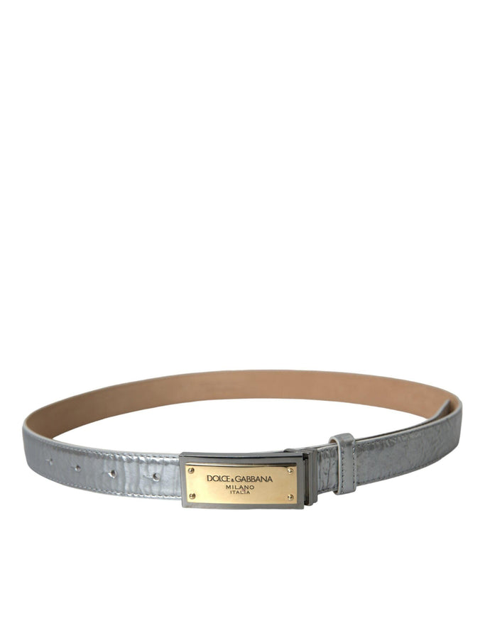 Dolce & Gabbana Silver Leather Buckle Belt Men - Ellie Belle