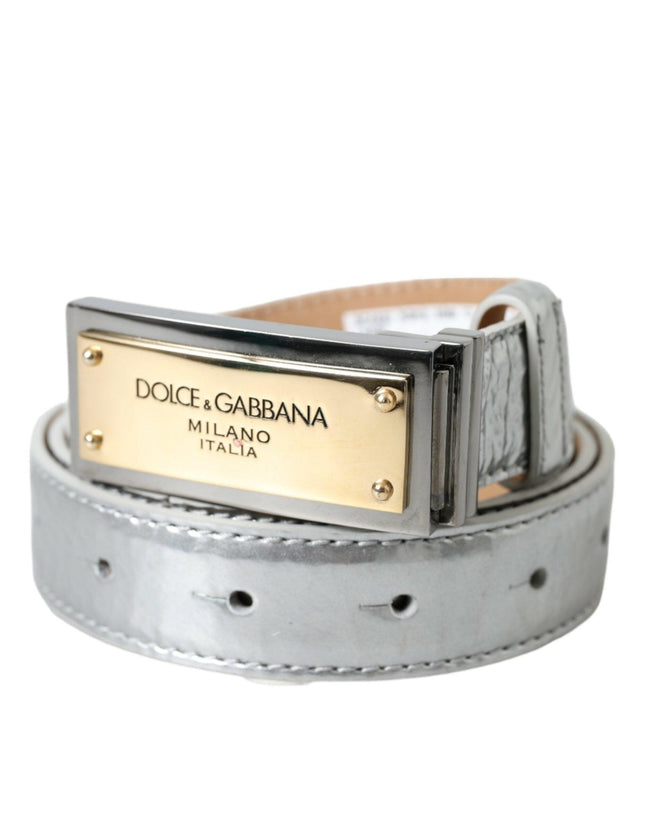 Dolce & Gabbana Silver Leather Buckle Belt Men - Ellie Belle
