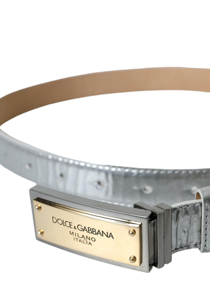 Dolce & Gabbana Silver Leather Buckle Belt Men - Ellie Belle