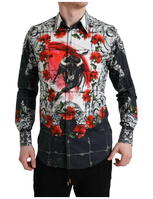 Dolce & Gabbana Slim Fit Floral Bull Print Shirt - Ellie Belle