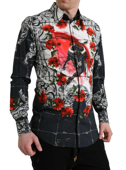 Dolce & Gabbana Slim Fit Floral Bull Print Shirt - Ellie Belle