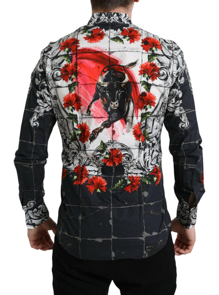 Dolce & Gabbana Slim Fit Floral Bull Print Shirt - Ellie Belle