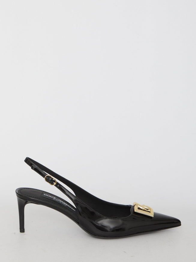 Dolce & Gabbana Slingback In Shiny Leather - Ellie Belle