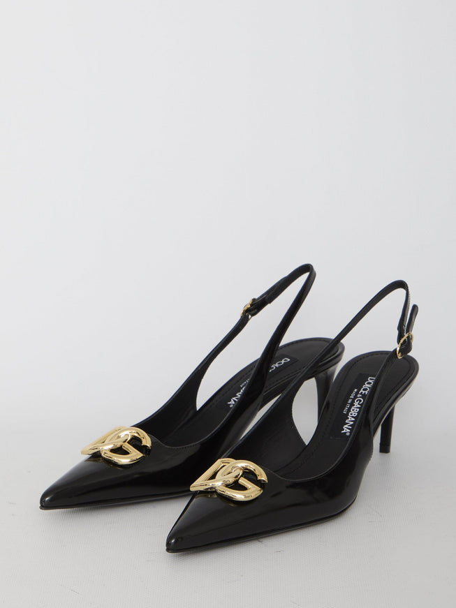 Dolce & Gabbana Slingback In Shiny Leather - Ellie Belle