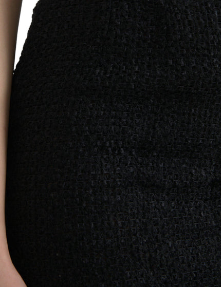 Dolce & Gabbana Solid Black High Waist Midi Skirt - Ellie Belle