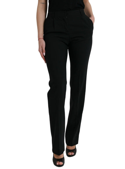 Dolce & Gabbana Solid Black Tapered Wool Pants - Ellie Belle