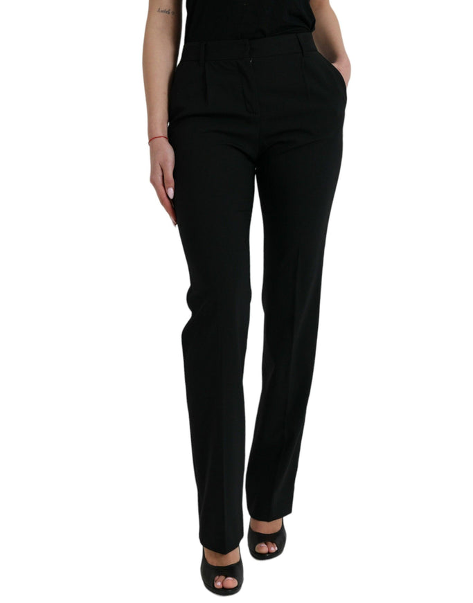 Dolce & Gabbana Solid Black Tapered Wool Pants - Ellie Belle