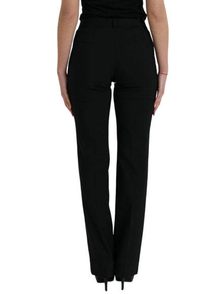 Dolce & Gabbana Solid Black Tapered Wool Pants - Ellie Belle