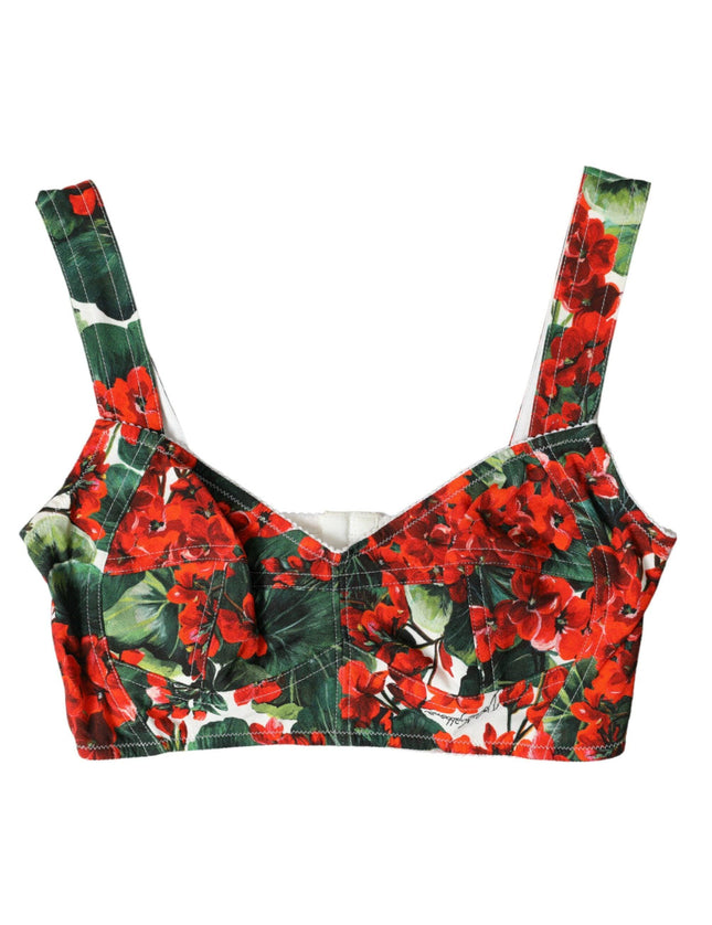 Dolce & Gabbana Stretch Knit Paneled Floral Print Crepe Bra Top - Ellie Belle