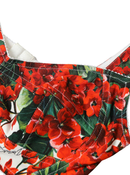 Dolce & Gabbana Stretch Knit Paneled Floral Print Crepe Bra Top - Ellie Belle