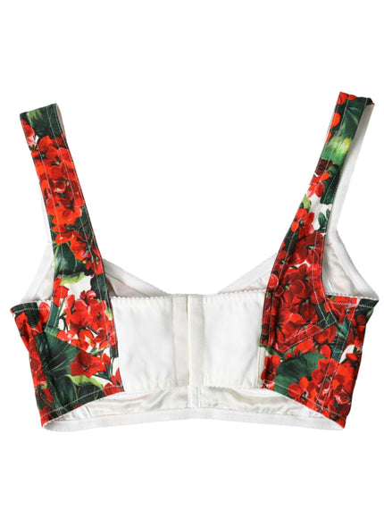 Dolce & Gabbana Stretch Knit Paneled Floral Print Crepe Bra Top - Ellie Belle