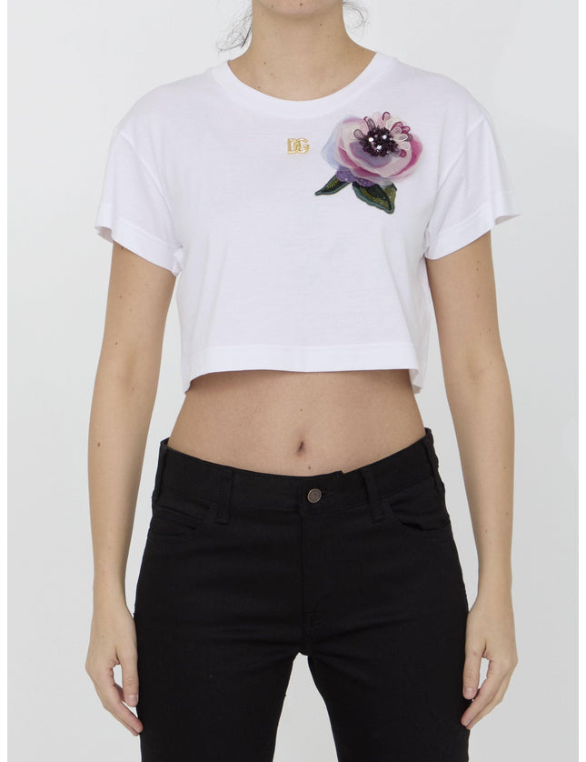 Dolce & Gabbana T-shirt With Floral Appliqué - Ellie Belle