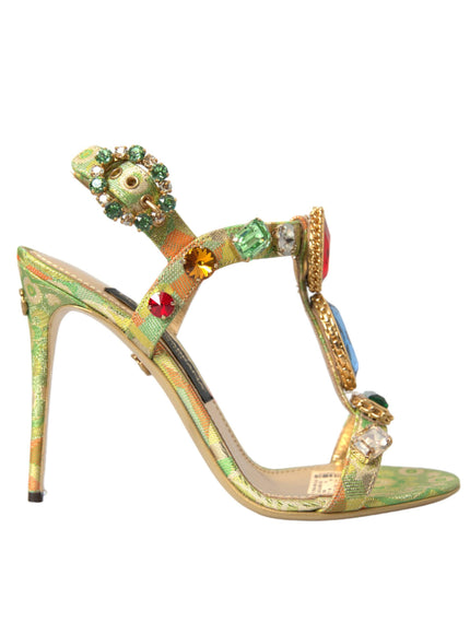 Dolce & Gabbana T-Strap Sandals With Stone Embroidery - Ellie Belle