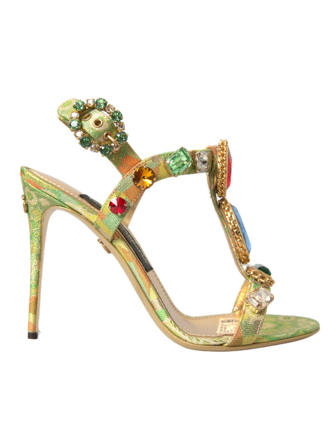 Dolce & Gabbana T-Strap Sandals With Stone Embroidery - Ellie Belle