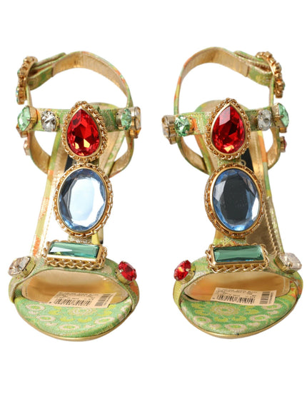 Dolce & Gabbana T-Strap Sandals With Stone Embroidery - Ellie Belle