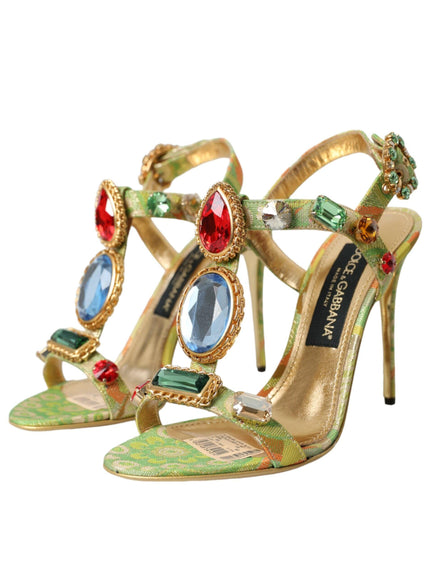 Dolce & Gabbana T-Strap Sandals With Stone Embroidery - Ellie Belle