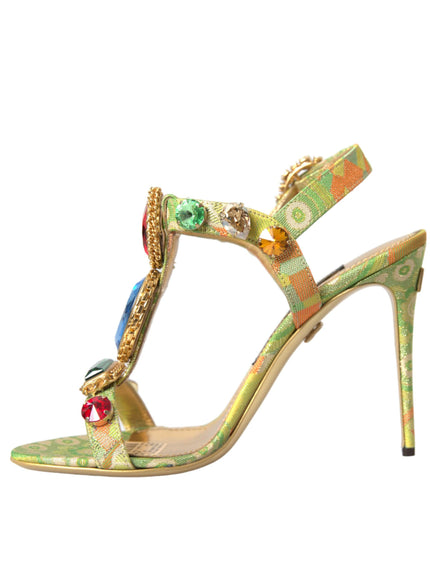 Dolce & Gabbana T-Strap Sandals With Stone Embroidery - Ellie Belle