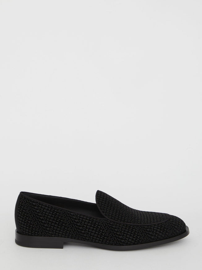 Dolce & Gabbana Velvet Logoed Loafers - Ellie Belle