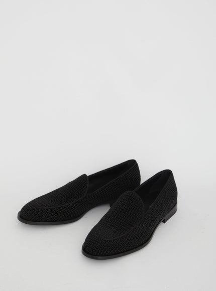 Dolce & Gabbana Velvet Logoed Loafers - Ellie Belle