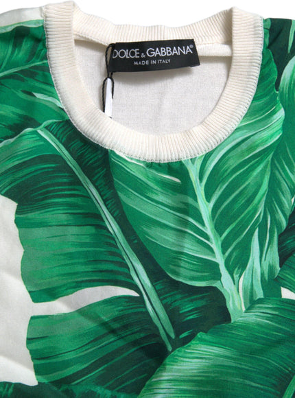 Dolce & Gabbana White Banana Leaf Print Crew Neck Tank Top - Ellie Belle