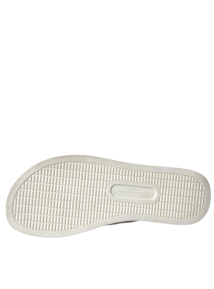 Dolce & Gabbana White Calfskin Leather Slippers - Ellie Belle