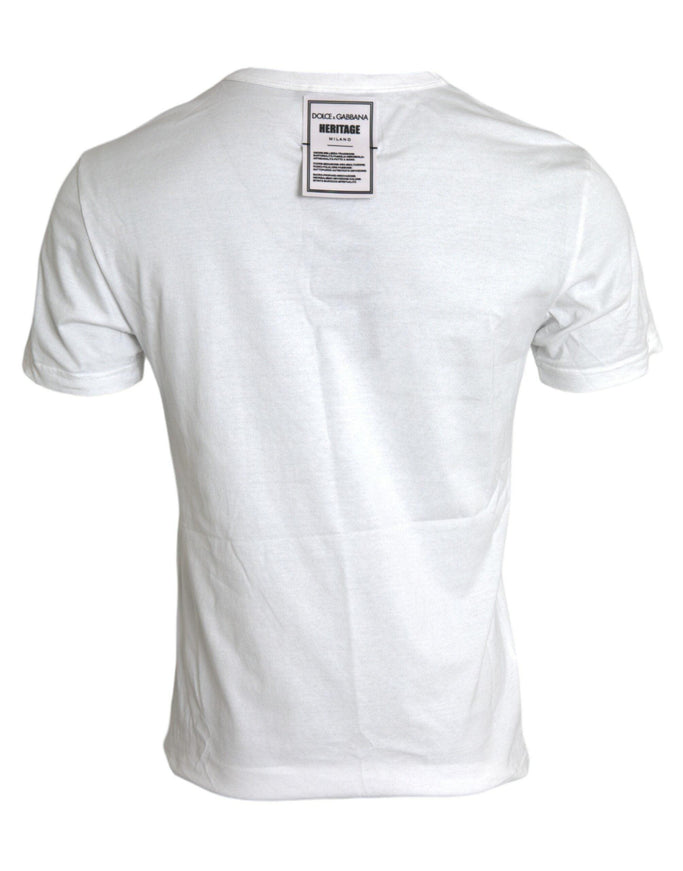 Dolce & Gabbana White Cotton Crew Neck T-Shirt - Ellie Belle