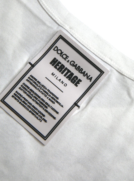 Dolce & Gabbana White Cotton Crew Neck T-Shirt - Ellie Belle