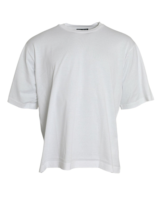 Dolce & Gabbana White Cotton Short Sleeves Crewneck T-shirt - Ellie Belle