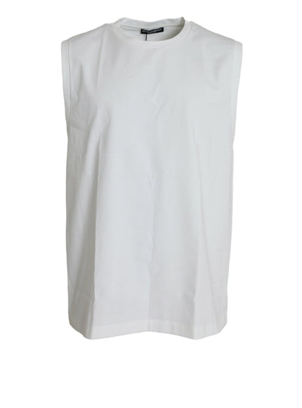 Dolce & Gabbana White Cotton Sleeveless Crewneck Tank T-shirt - Ellie Belle