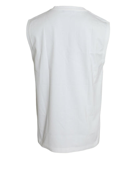 Dolce & Gabbana White Cotton Sleeveless Crewneck Tank T-shirt - Ellie Belle