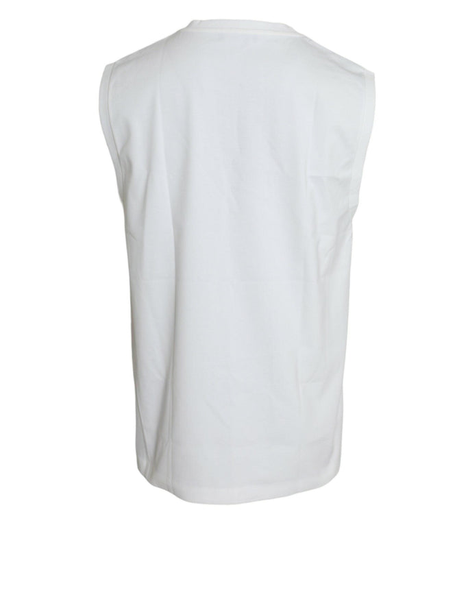 Dolce & Gabbana White Cotton Sleeveless Crewneck Tank T-shirt - Ellie Belle